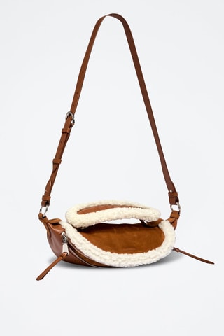 Mala a tiracolo de couro de carneiro Origami S - Castanho