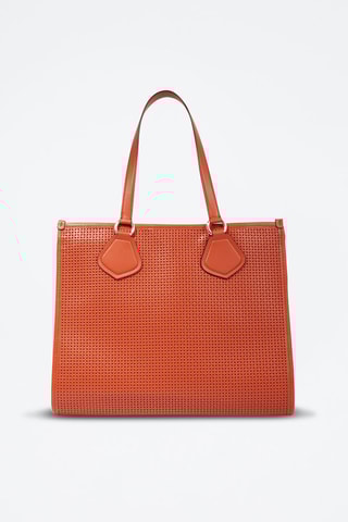 Mala shopper de couro Tote L - Laranja