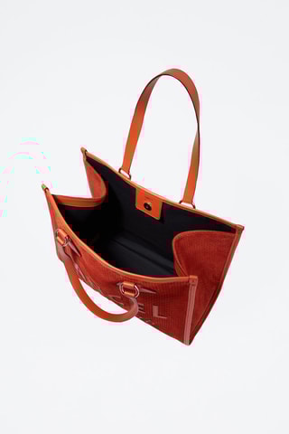 Mala shopper de couro Tote L - Laranja