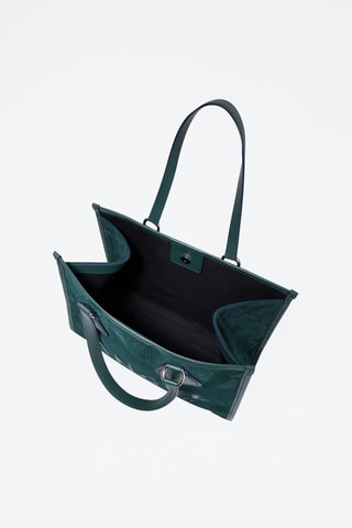 Mala shopper de couro Tote L - Verde-escuro