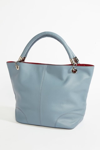 Mala shopper de couro French Flair - Azul-celeste