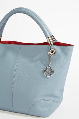 Mala shopper de couro French Flair - Azul-celeste