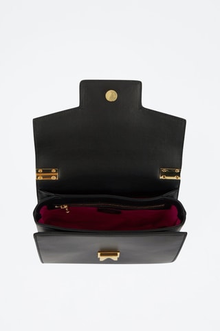 Mala a tiracolo de couro Roxane - Preto e dourado - S