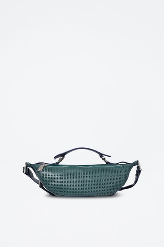 Mala a tiracolo de couro S - Verde-escuro