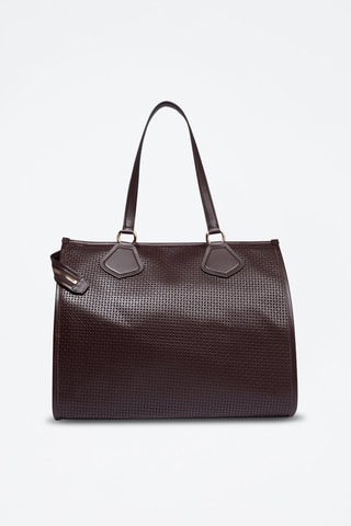 Cabas en cuir Tote L - Marron foncé