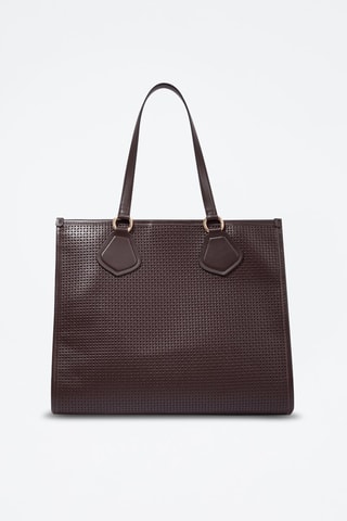 Cabas en cuir Tote L - Marron foncé