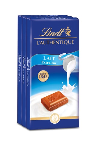 2 x Lots de 2 Tablettes 100g L'authentique noir Extra-fin Lindt