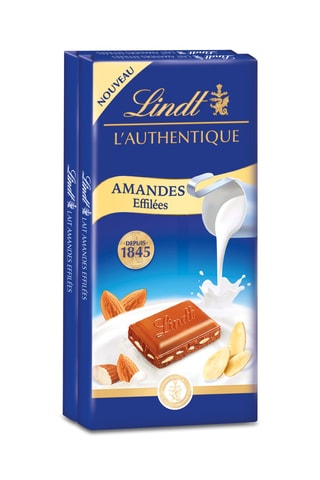 2 x Lots de 2 Tablettes 100g L'authentique au lait amandes effilées Lindt