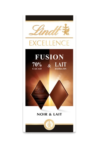 4 x tablettes L'authentique noir et lait Excellence Fusion Lindt - 100 g