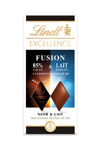 4 x tablettes noir et lait à la fleur de sel Excellence Fusion Lindt - 100 g