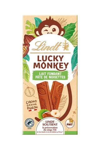 4 x Tablette Lucky Monkey Lait Fondant Pâte de noisettes - 100 g