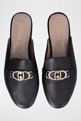 Mules en cuir de mouton Emel - Noir et doré