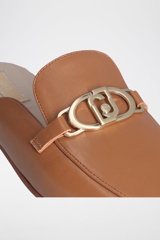 Mules en cuir de mouton Emel - Beige et doré