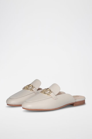 Mules en cuir de mouton Emel - Gris et doré