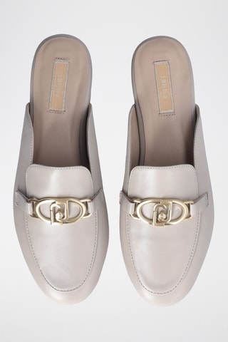 Mules en cuir de mouton Emel - Gris et doré