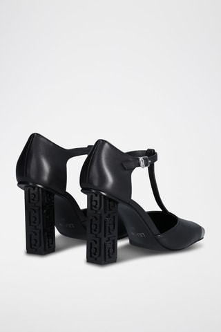 Salomés à talons en cuir de chèvre Jennifer - Noir