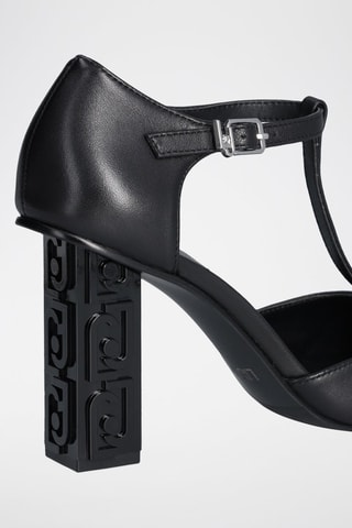 Salomés à talons en cuir de chèvre Jennifer - Noir