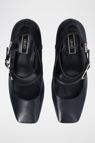 Salomés à talons en cuir de chèvre Jennifer - Noir