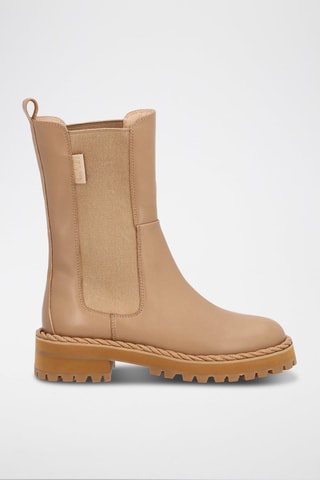 Bottines Chelsea en cuir de taureau Pink - Camel