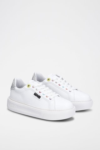 Sneakers plateformes en cuir de taureau Kylie - Blanc