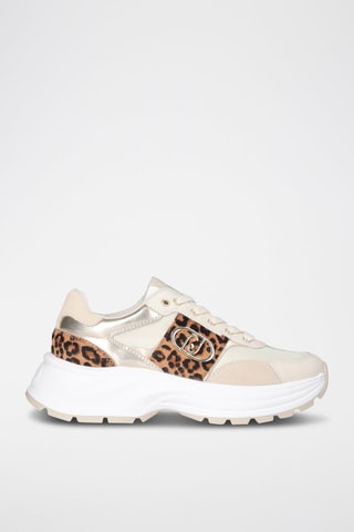 Baskets plateformes en cuir Eva - Beige