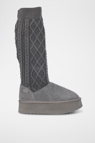 Bottes plateformes en nubuck - Gris
