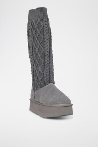 Bottes plateformes en nubuck - Gris