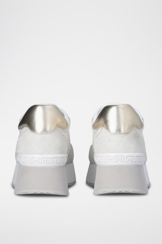 Baskets plateformes en cuir - Gris clair et doré