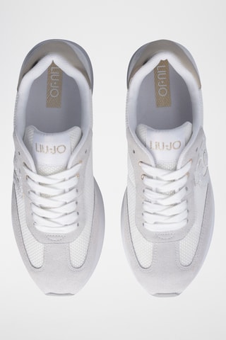 Baskets plateformes en cuir - Gris clair et doré