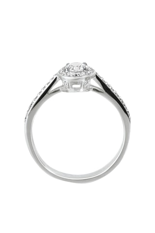 Anillo - Oro blanco, diamantes y topacio