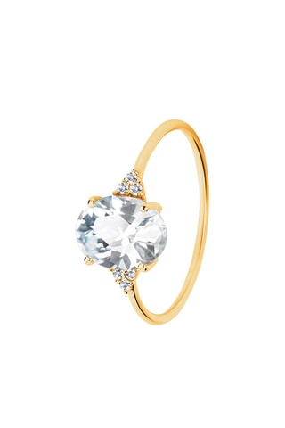 Anillo - Oro amarillo, diamantes y topacio