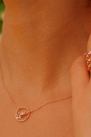 Collar - Oro rosa, diamante y cuarzo rosa