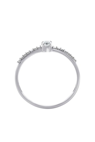 Anillo - Oro blanco, diamantes y topacio