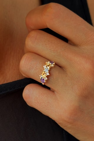 Anillo - Oro amarillo, topacios, amatistas y citrinos