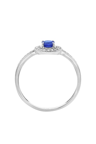 Anillo - Oro blanco, topacios y zafiro