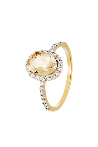 Anillo - Oro amarillo, diamante y citrino