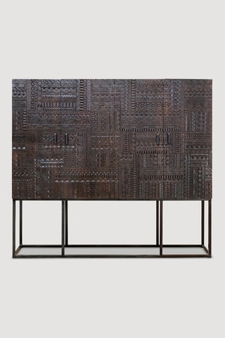 Meuble de rangement 4 portes en bois de manguier - 180 x 160 x 40 cm