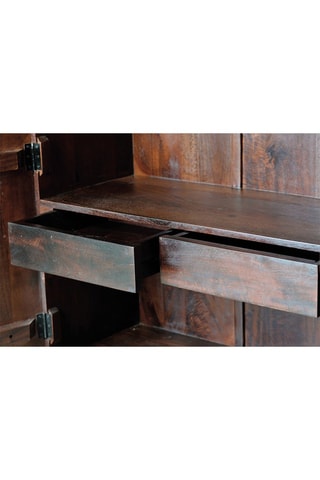 Meuble de rangement 4 portes en bois de manguier - 180 x 160 x 40 cm