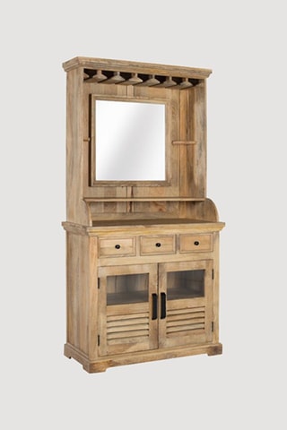Meuble bar 2 portes en bois de manguier - 98 x 190 x 45 cm