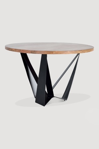 Table à manger ronde - Naturel et noir