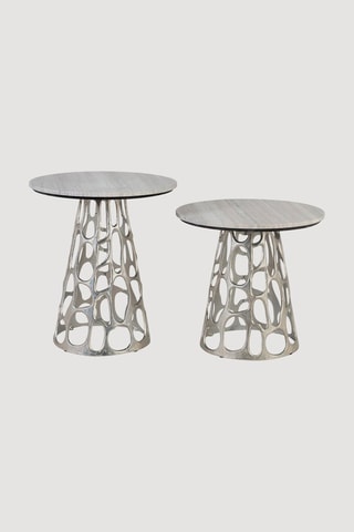 Tables gigognes en marbre - 51 x 59 x 51 / 51 x 48 x 51 cm