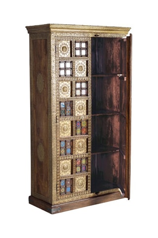 Armoires 2 portes en acacia et céramique - 100 x 45 x 180 cm