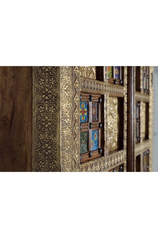 Armoires 2 portes en acacia et céramique - 100 x 45 x 180 cm