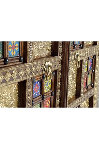 Armoires 2 portes en acacia et céramique - 100 x 45 x 180 cm