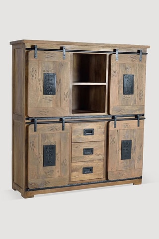 Armoire 4 portes en bois de manguier - 150 x 160 x 45 cm