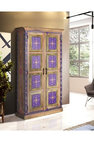 Armoire 2 portes en bois de manguier - 90 x 180 x 38 cm