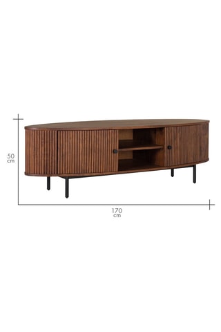 Meuble TV 2 portes en acacia - 170 x 48 x 50 cm