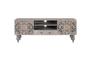 Meuble TV 2 portes en bois de manguier - 150 x 57 x 40 cm