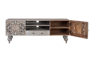 Meuble TV 2 portes en bois de manguier - 150 x 57 x 40 cm