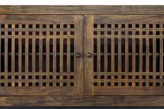 Meuble TV 4 portes en acacia - 200 x 65 x 45 cm